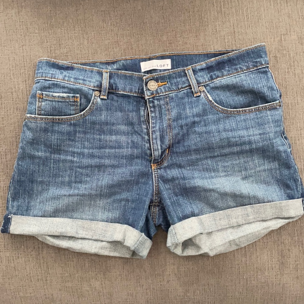 Medium wash denim shorts